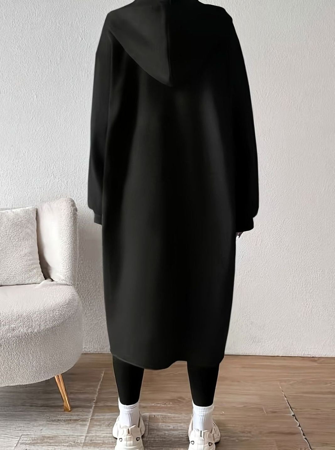 Lange Trenchcoat Dames Oversized Capuchon Rits Winterjas