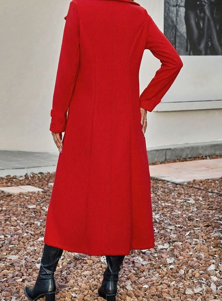 Lange Wollen Jas Dames Getailleerde Trenchcoat Dubbele Knoopsluiting