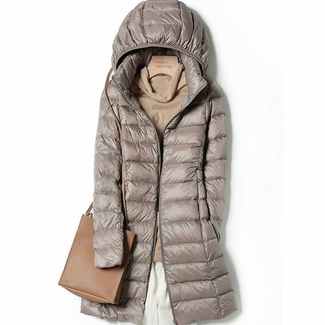 Lichtgewicht parka dames donsjack capuchon ritssluiting - Khaki