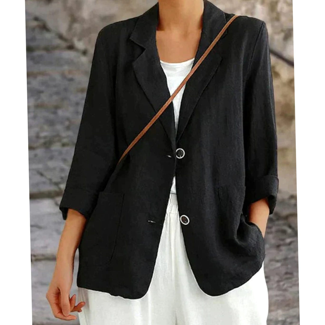 Linnen Blazer Gilet Dames Luchtig Colbert met Knopen