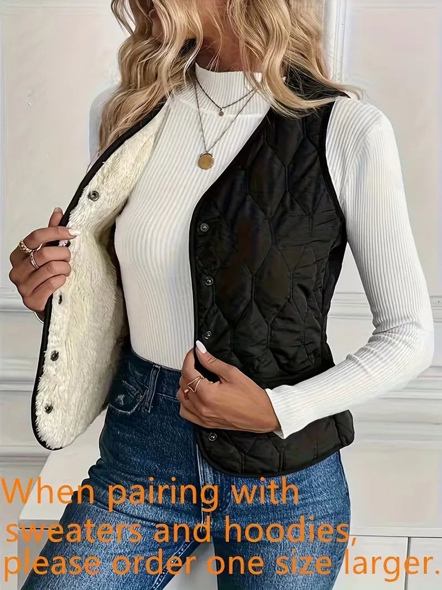Mantel Dames Gewatteerde Mouwloze Bodywarmer Knoopsluiting
