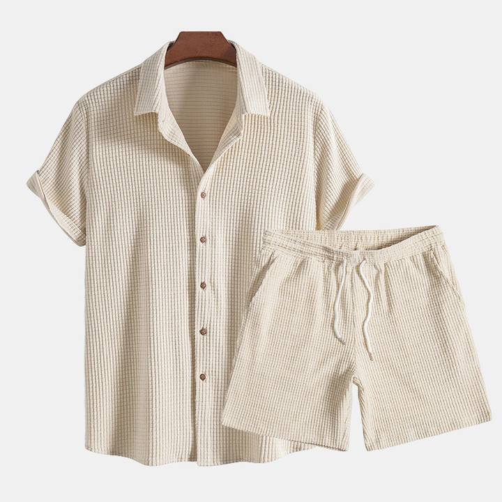Steven | Heren Tweedelige Casual Overhemd Korte Broek Set