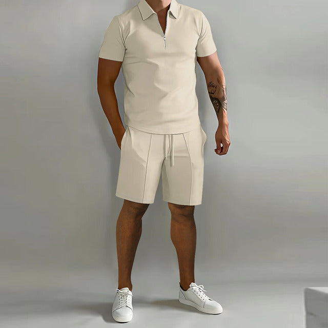 Jameson | Heren Rits Polo Overhemd Korte Broek Casual Set