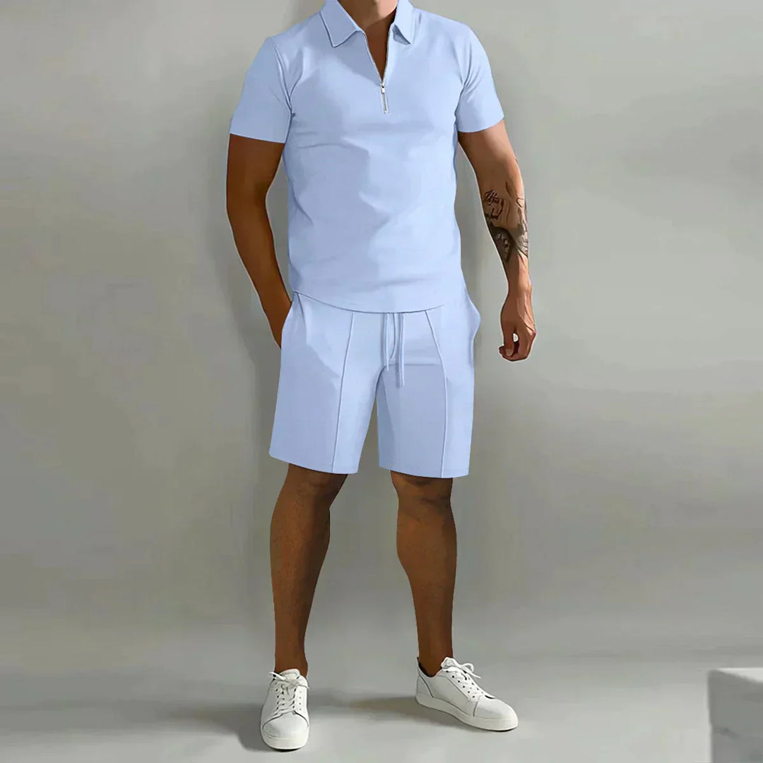 Jameson | Heren Rits Polo Overhemd Korte Broek Casual Set