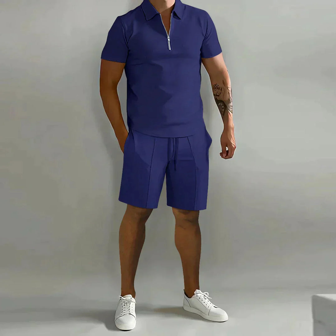 Jameson | Heren Rits Polo Overhemd Korte Broek Casual Set