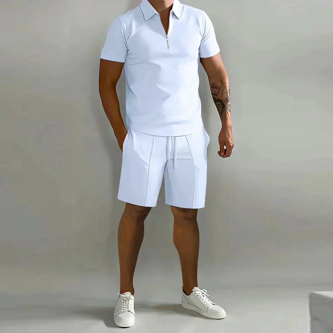 Jameson | Heren Rits Polo Overhemd Korte Broek Casual Set