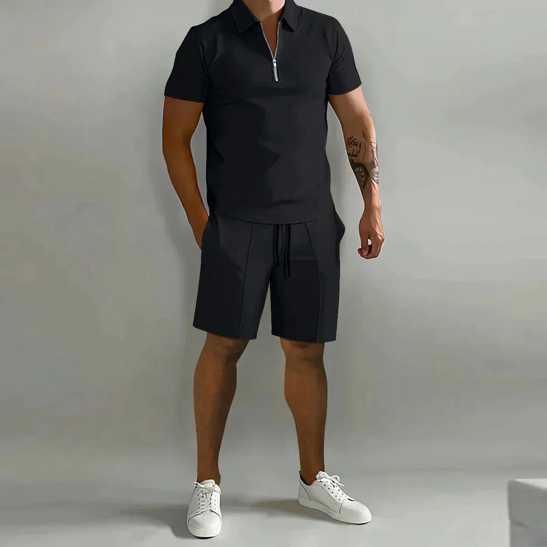 Jameson | Heren Rits Polo Overhemd Korte Broek Casual Set