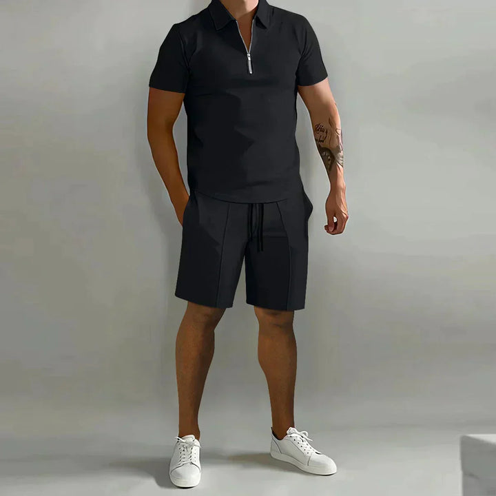 Jameson | Heren Rits Polo Overhemd Korte Broek Casual Set