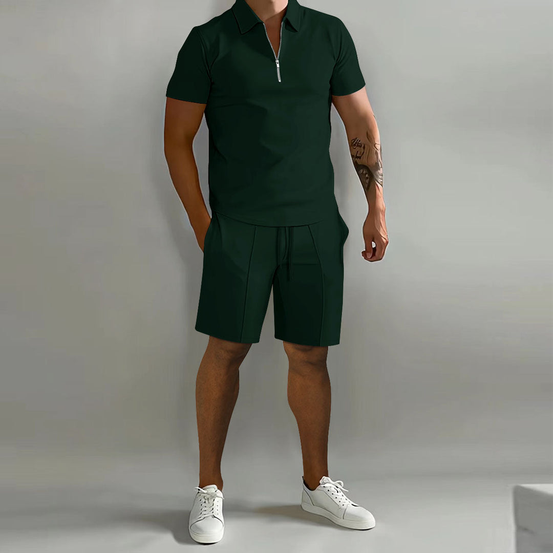Jameson | Heren Rits Polo Overhemd Korte Broek Casual Set