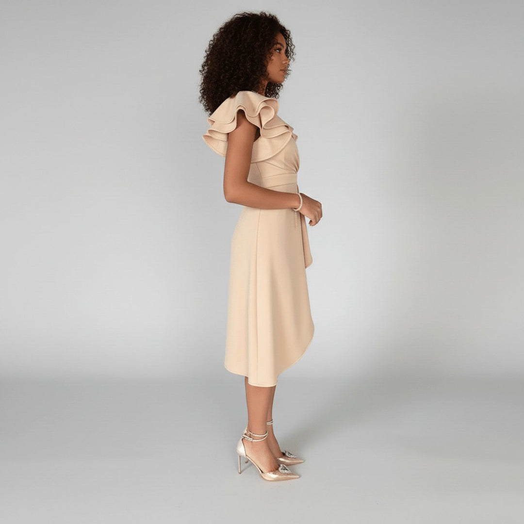 Moeder van de Bruid Jurk Elegante V-hals Ruffle Wikkel Midi