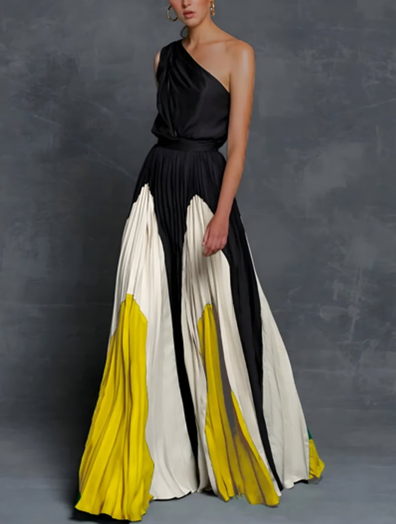 Moeder van de bruid jurk geplooide one-shoulder maxi-jurk