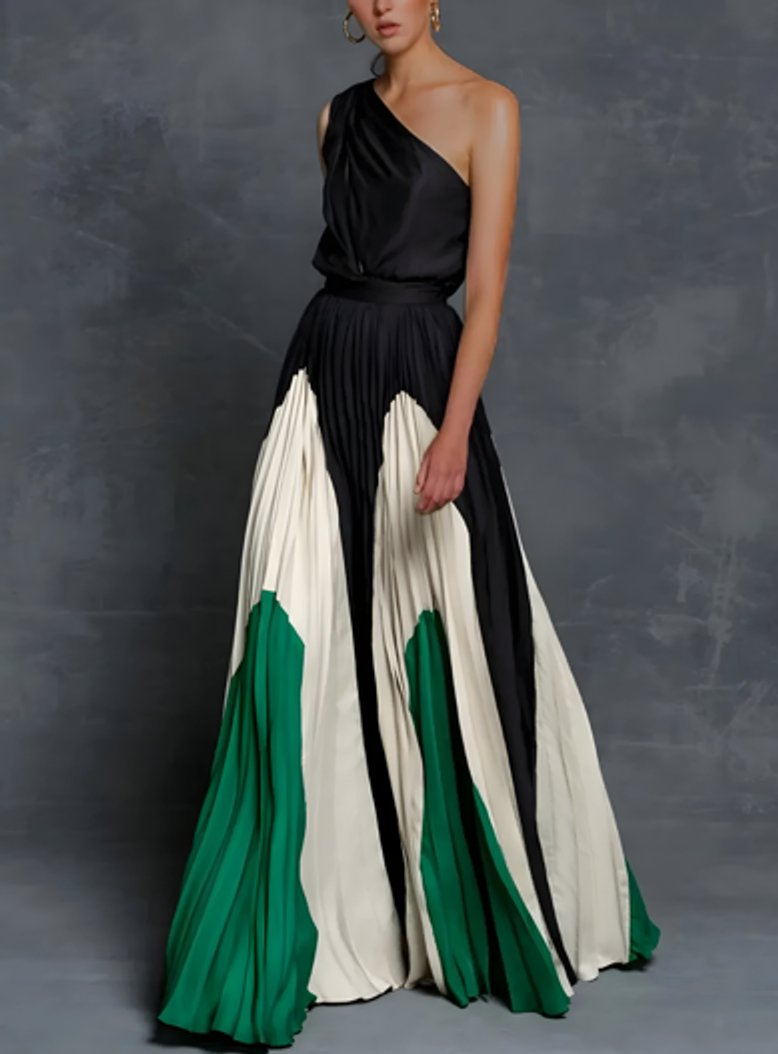 Moeder van de bruid jurk geplooide one-shoulder maxi-jurk