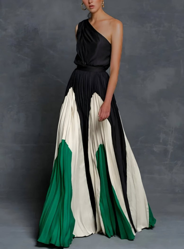 Moeder van de bruid jurk geplooide one-shoulder maxi-jurk