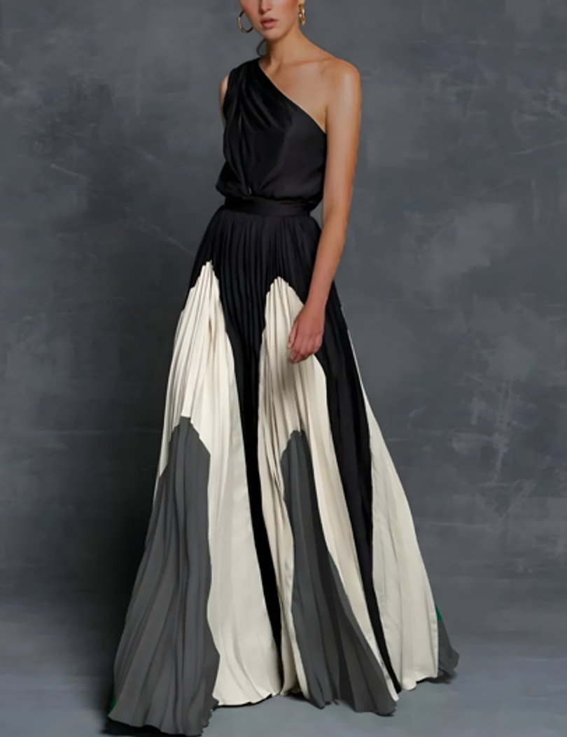 Moeder van de bruid jurk geplooide one-shoulder maxi-jurk