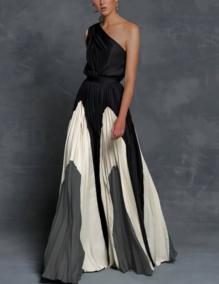Moeder van de bruid jurk geplooide one-shoulder maxi-jurk