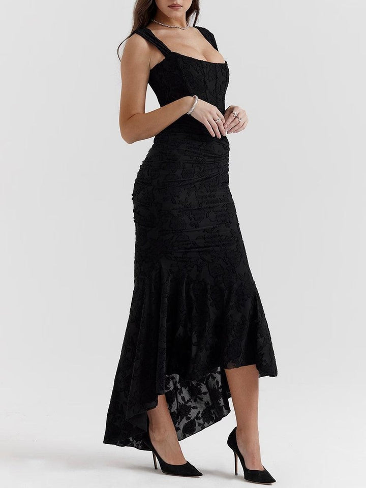 Moeder van de bruid jurk korsett mermaid jacquard kant midi