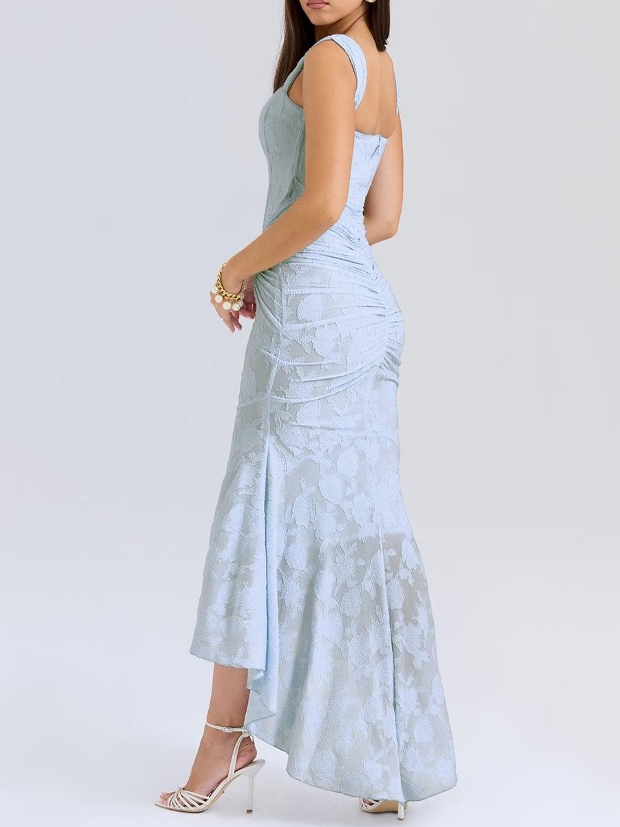 Moeder van de bruid jurk korsett mermaid jacquard kant midi