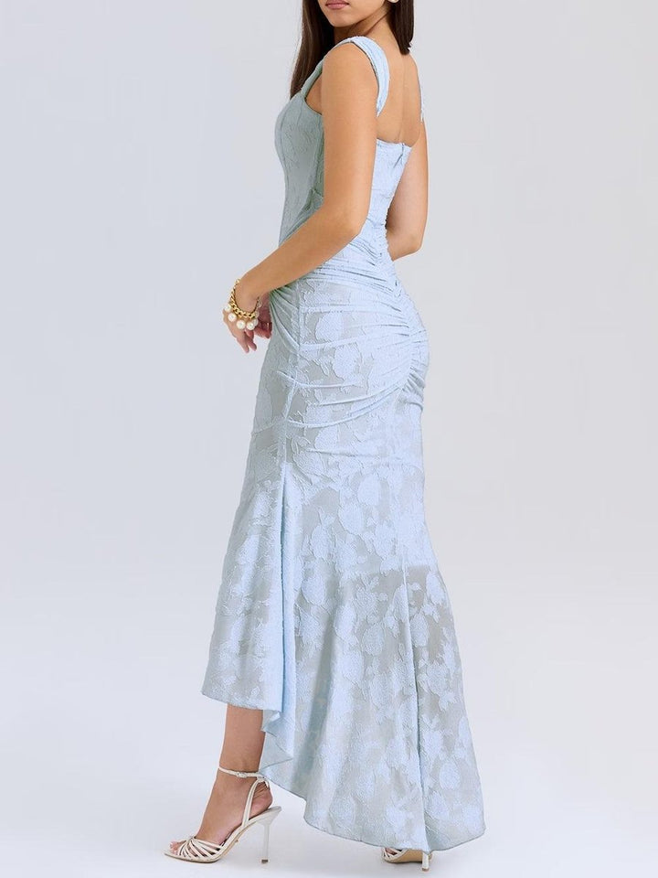 Moeder van de bruid jurk korsett mermaid jacquard kant midi