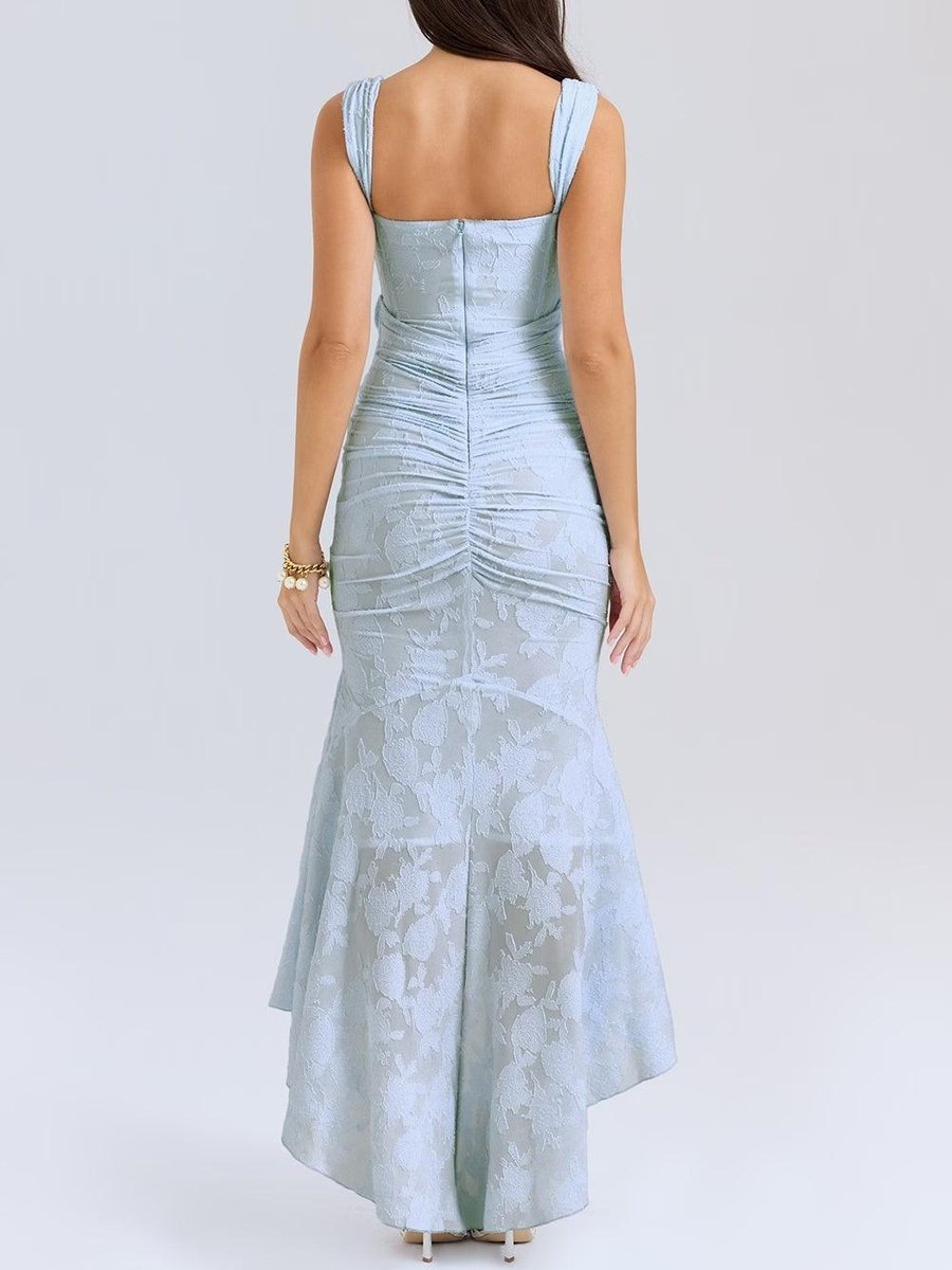 Moeder van de bruid jurk korsett mermaid jacquard kant midi