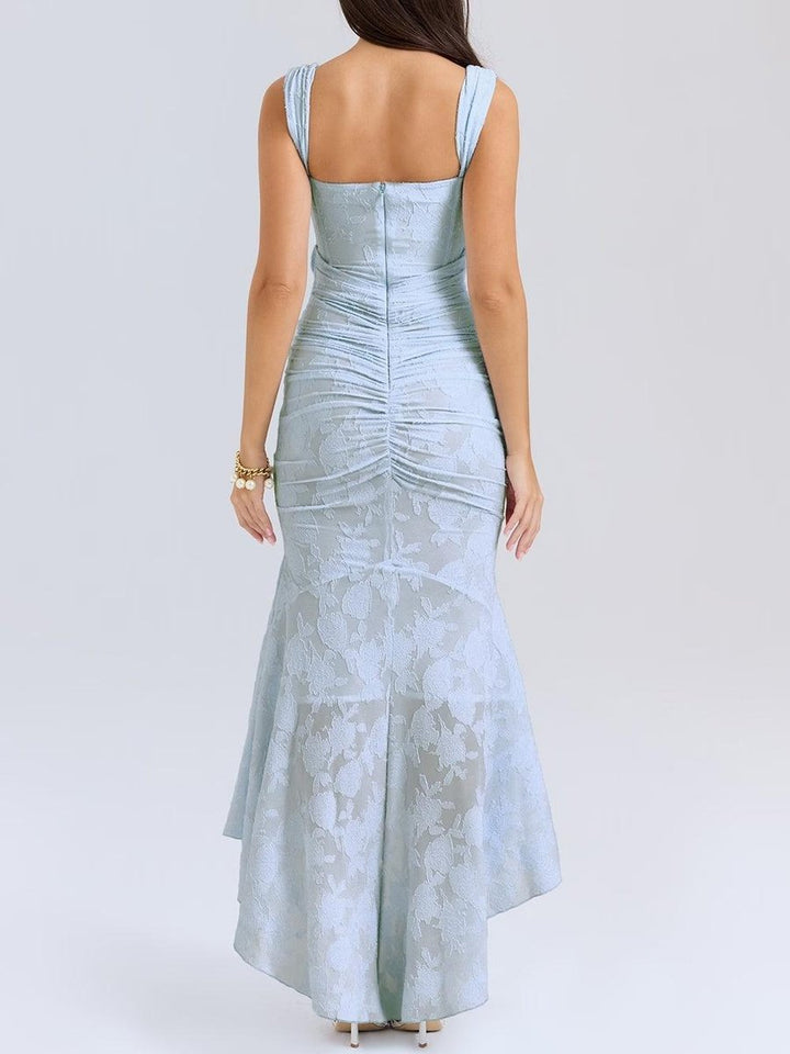 Moeder van de bruid jurk korsett mermaid jacquard kant midi