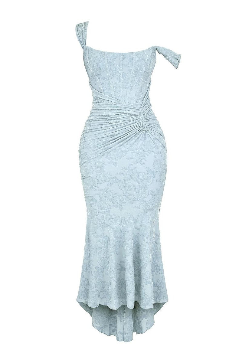 Moeder van de bruid jurk korsett mermaid jacquard kant midi