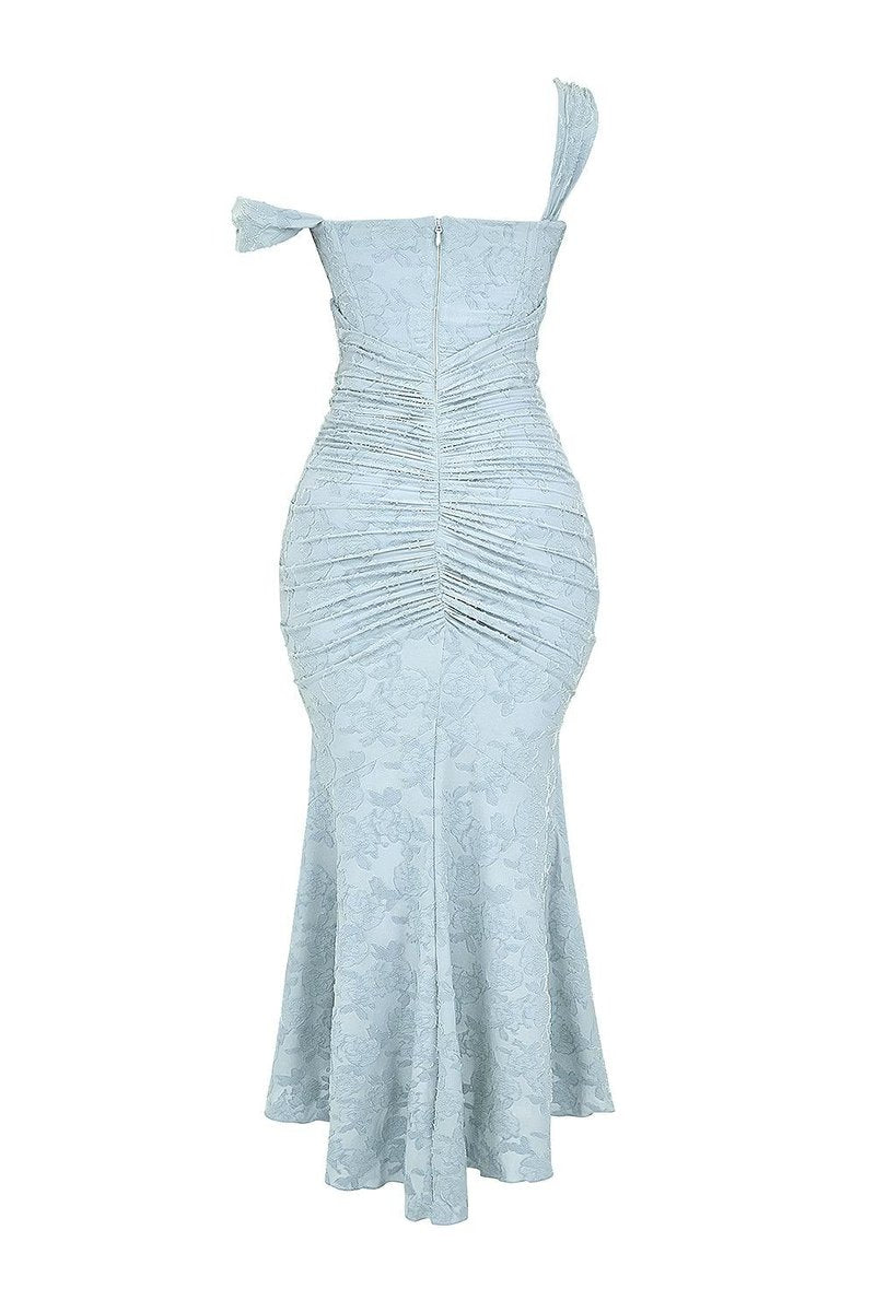 Moeder van de bruid jurk korsett mermaid jacquard kant midi
