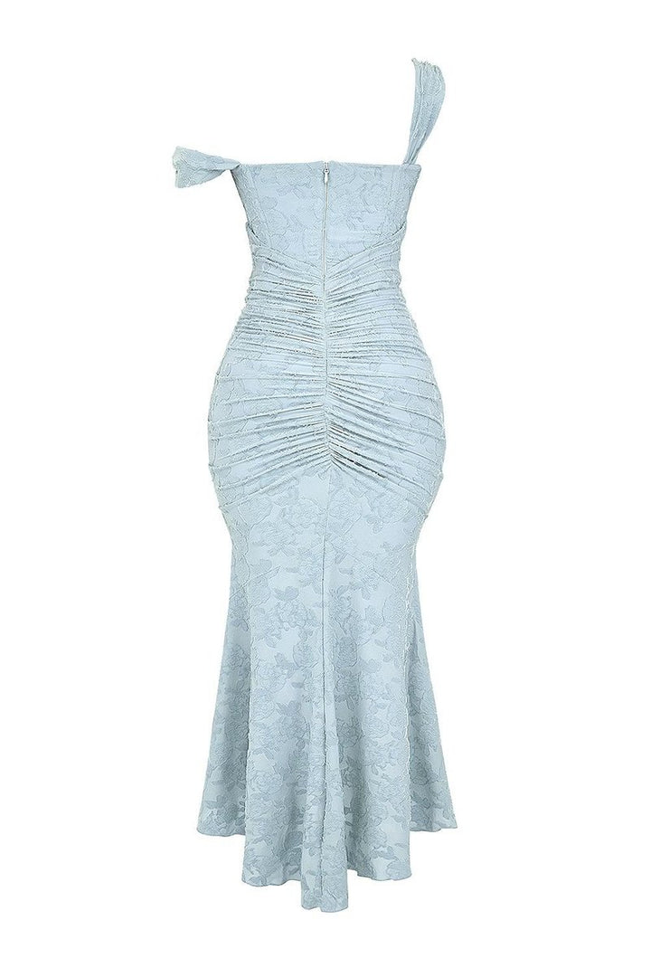 Moeder van de bruid jurk korsett mermaid jacquard kant midi