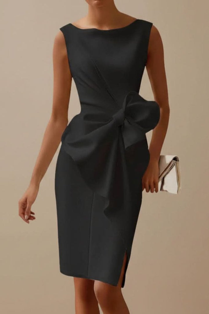 Mouwloze Strikdetail Midi Cocktail Dress Dames - Black
