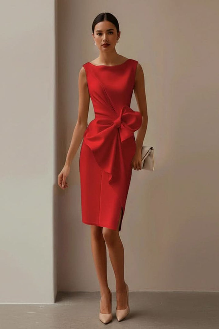 Mouwloze Strikdetail Midi Cocktail Dress Dames