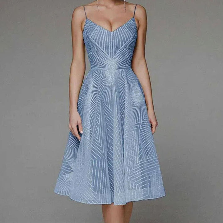 Najaarsjurk Dames Elegante A-lijn Midi Cocktailjurk Spaghettibandjes