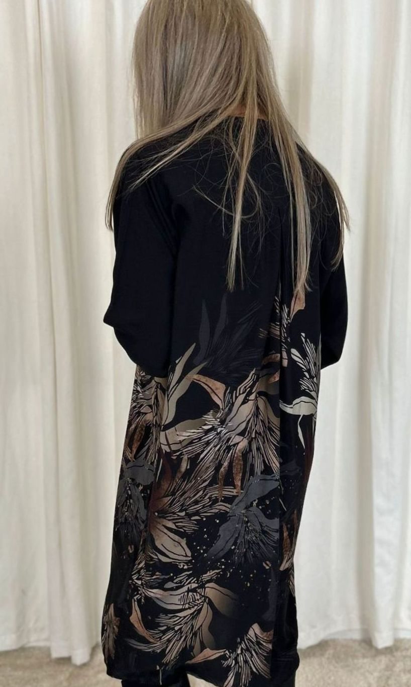 Najaarsjurk Dames Midi Bloemenprint Lange Mouwen