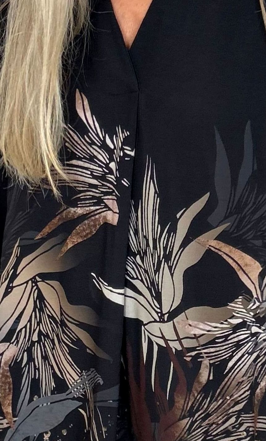 Najaarsjurk Dames Midi Bloemenprint Lange Mouwen