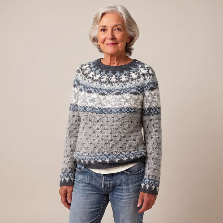 Noorse Trui Dames Gebreide Fair Isle Crewneck Pullover