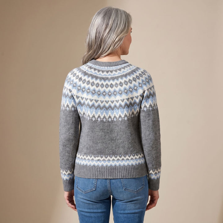 Noorse Trui Dames Gebreide Fair Isle Crewneck Pullover
