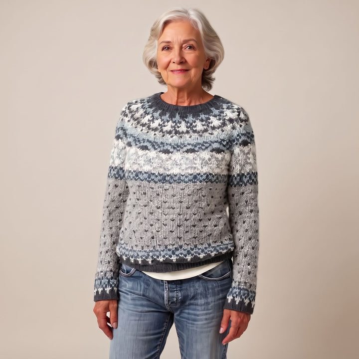 Noorse Trui Dames Gebreide Fair Isle Crewneck Pullover