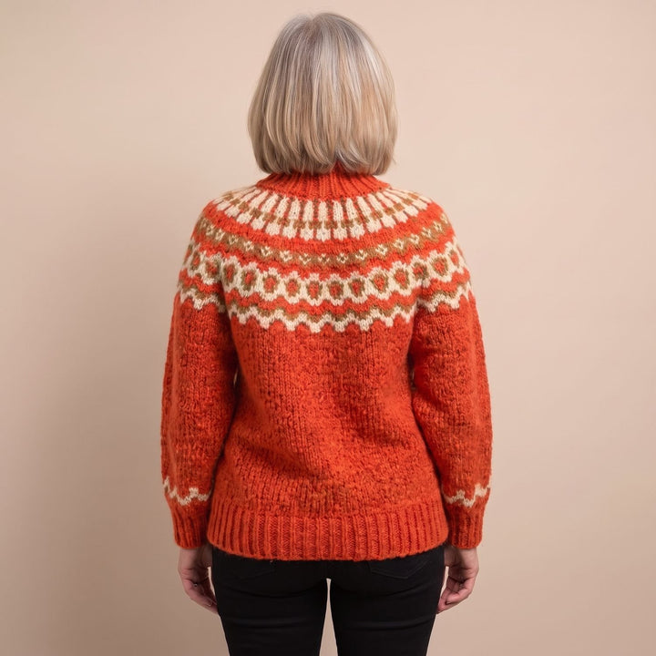 Noorse Trui Dames Grofgebreide Coltrui Fairisle Patroon