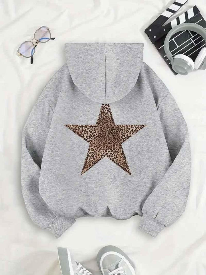 Oversized Hoodie Jas Dames Luipaardster Rugprint