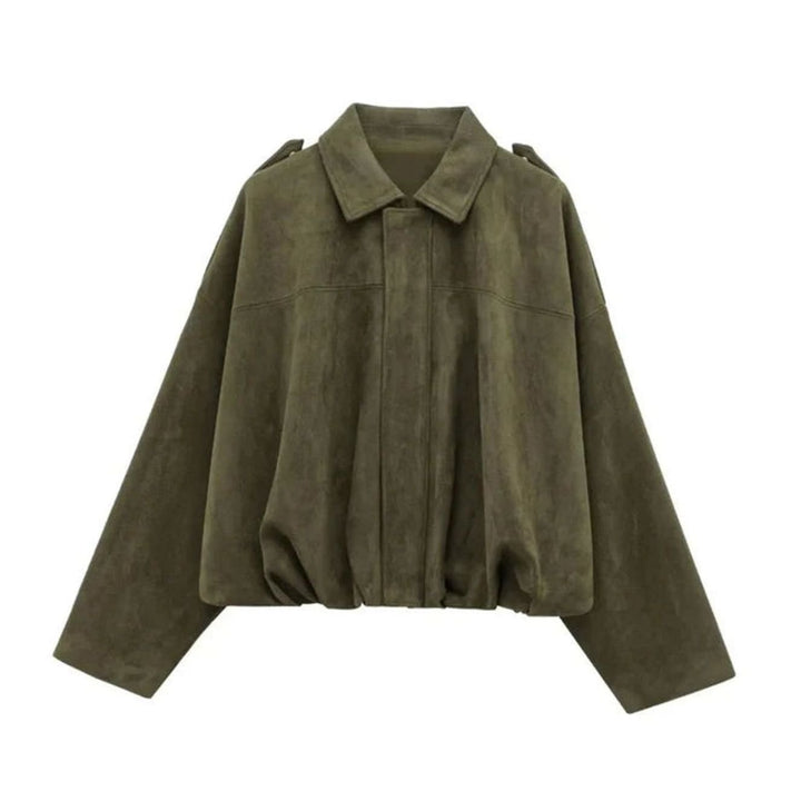 Oversized Suede Winterjas Dames Waterafstotend Bomber - Legergroen