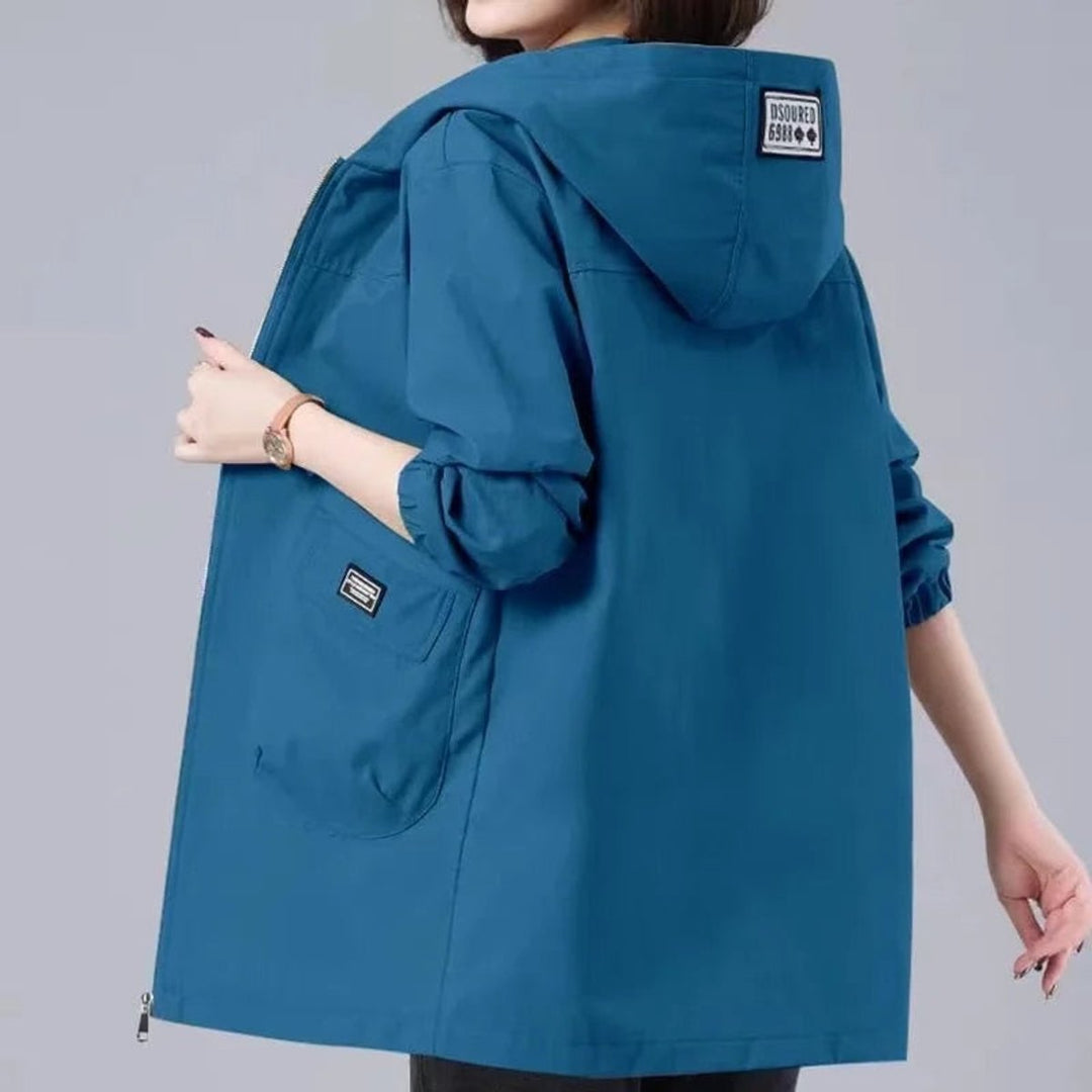 Parka Dames Lange Capuchonjas Lichtgewicht Katoen-Polyester Mix - Blauw
