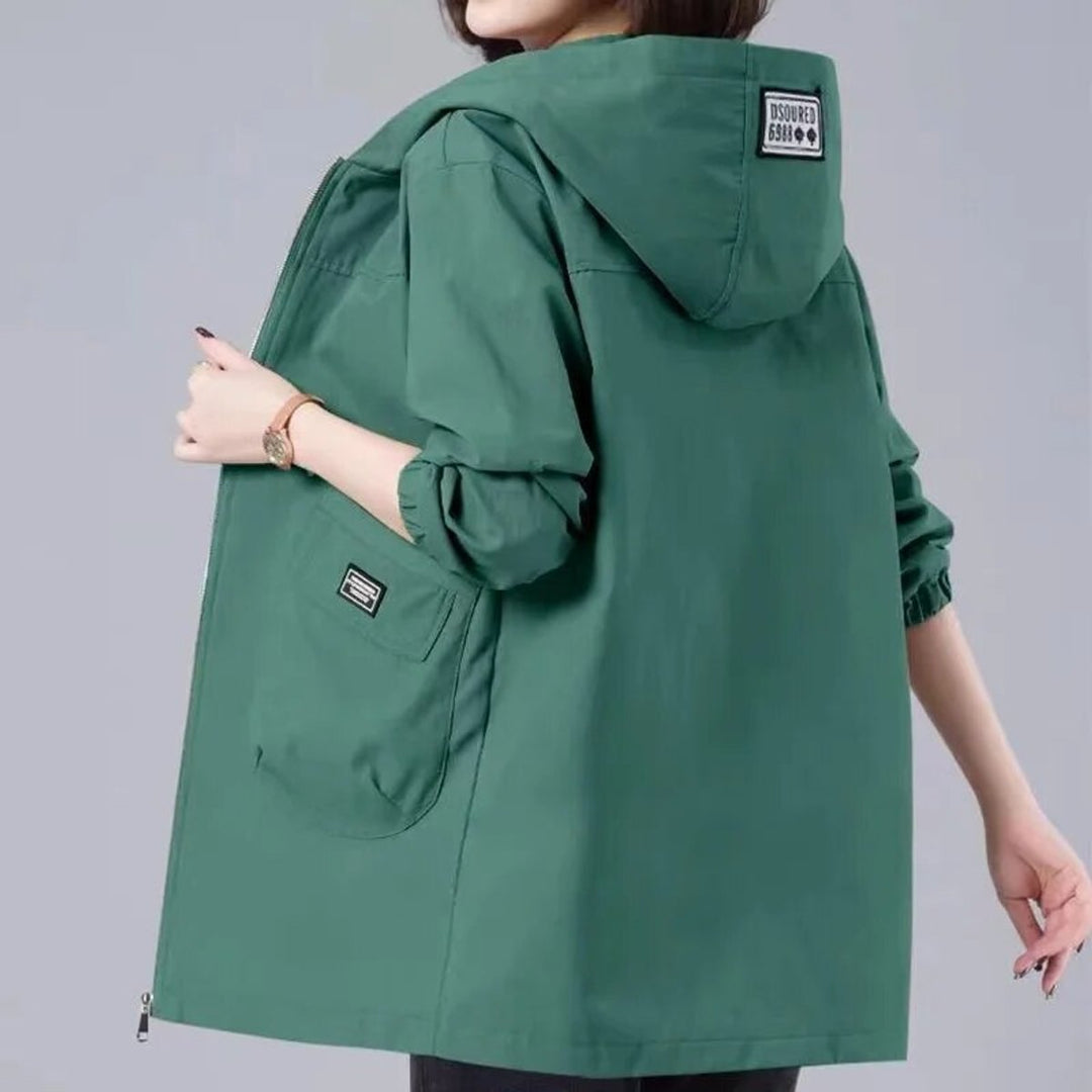 Parka Dames Lange Capuchonjas Lichtgewicht Katoen-Polyester Mix - Groen