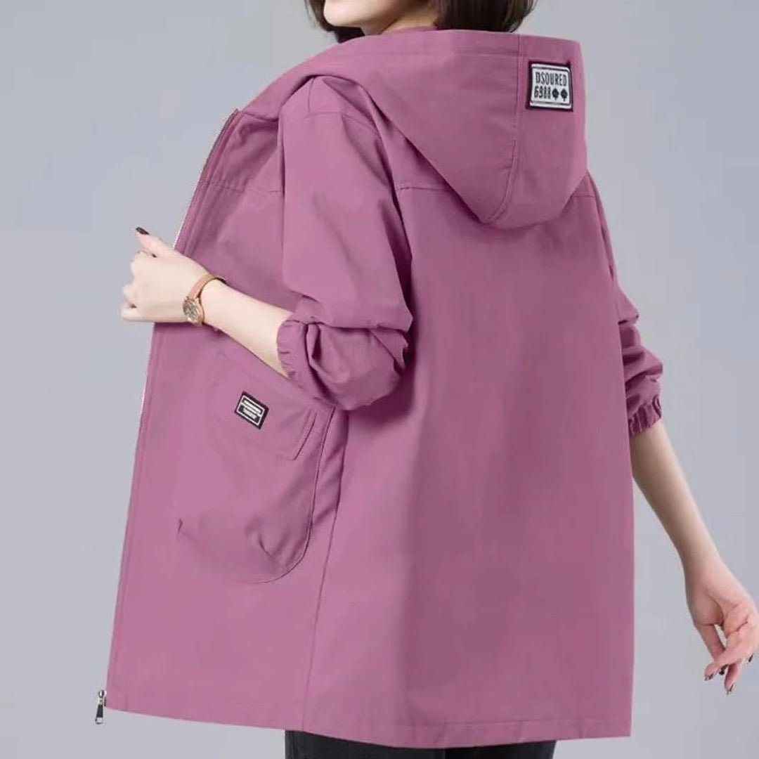 Parka Dames Lange Capuchonjas Lichtgewicht Katoen-Polyester Mix - Roze