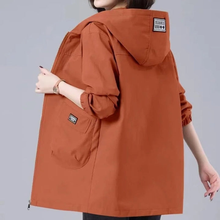 Parka Dames Lange Capuchonjas Lichtgewicht Katoen-Polyester Mix - Oranje