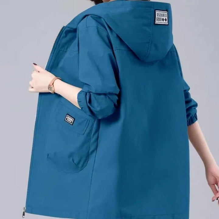 Parka Dames Lange Capuchonjas Lichtgewicht Lente - Blauw
