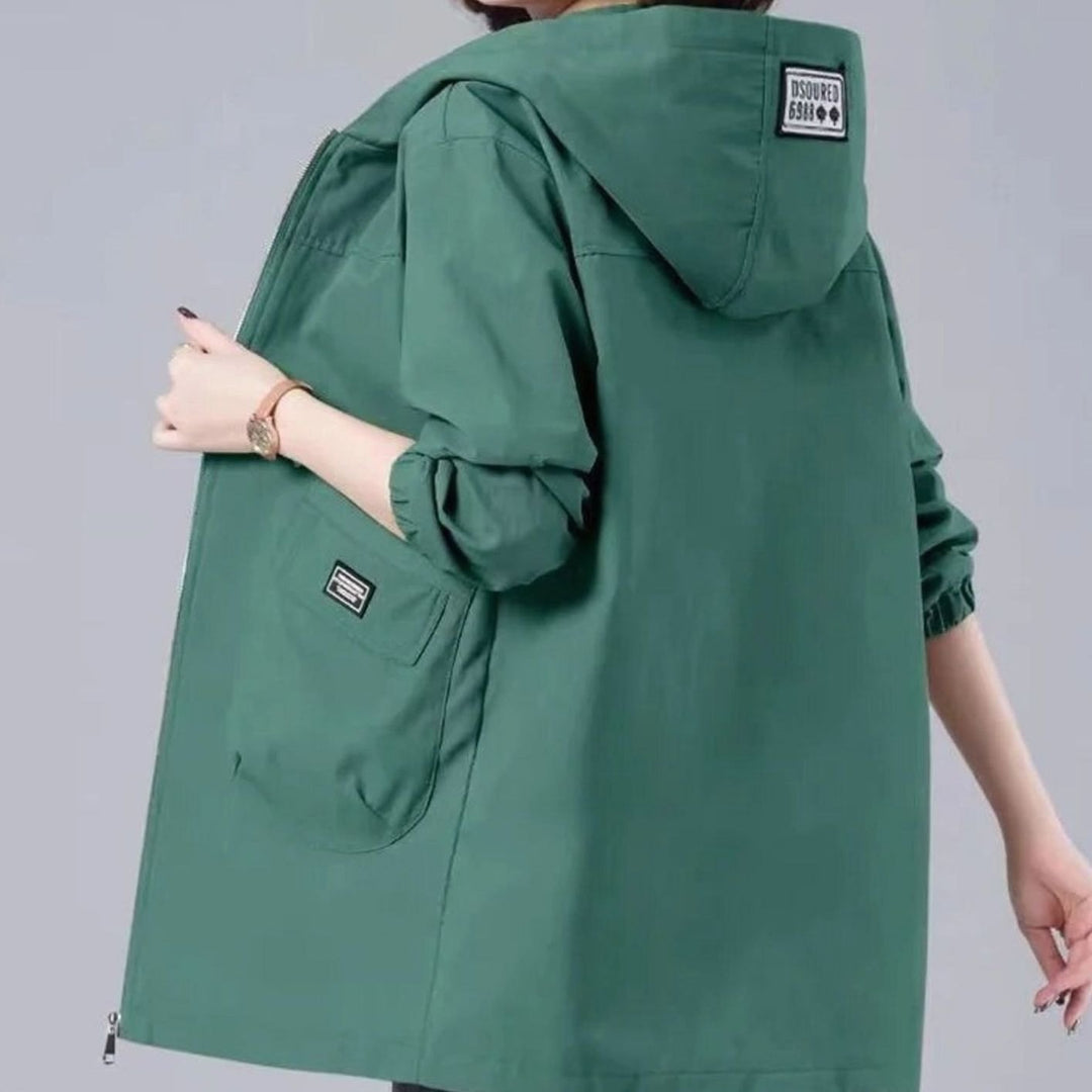 Parka Dames Lange Capuchonjas Lichtgewicht Lente - Groen