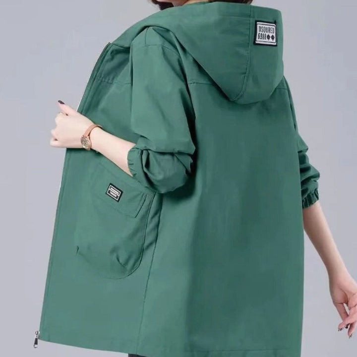 Parka Dames Lange Capuchonjas Lichtgewicht Lente - Groen