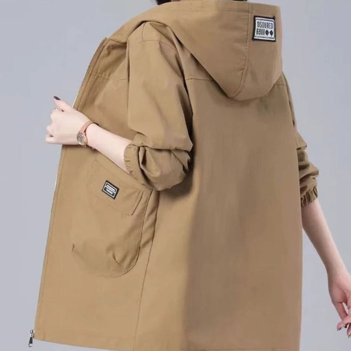Parka Dames Lange Capuchonjas Lichtgewicht Lente - Khaki