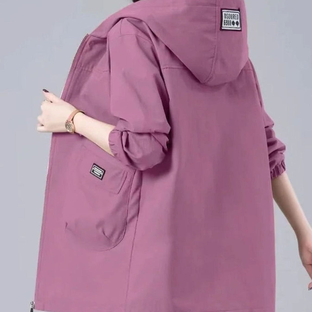 Parka Dames Lange Capuchonjas Lichtgewicht Lente - Roze