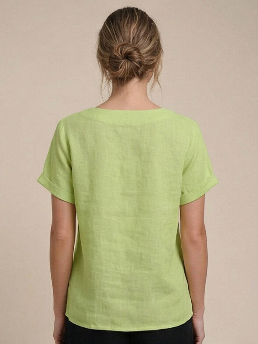 Margaret | Damen Leinen Rundhals Knopfbluse