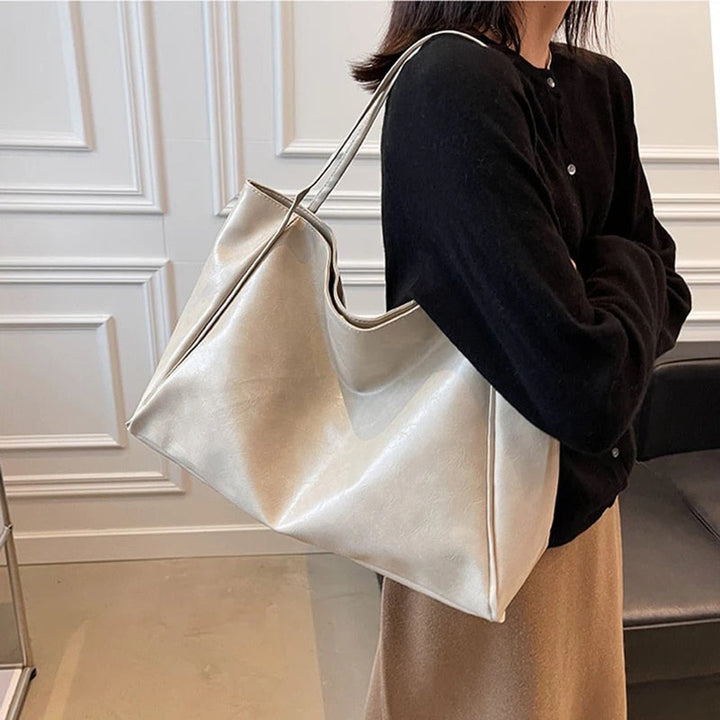 Retro PU-Leren Tote Bag Dames Ruime Schoudertas