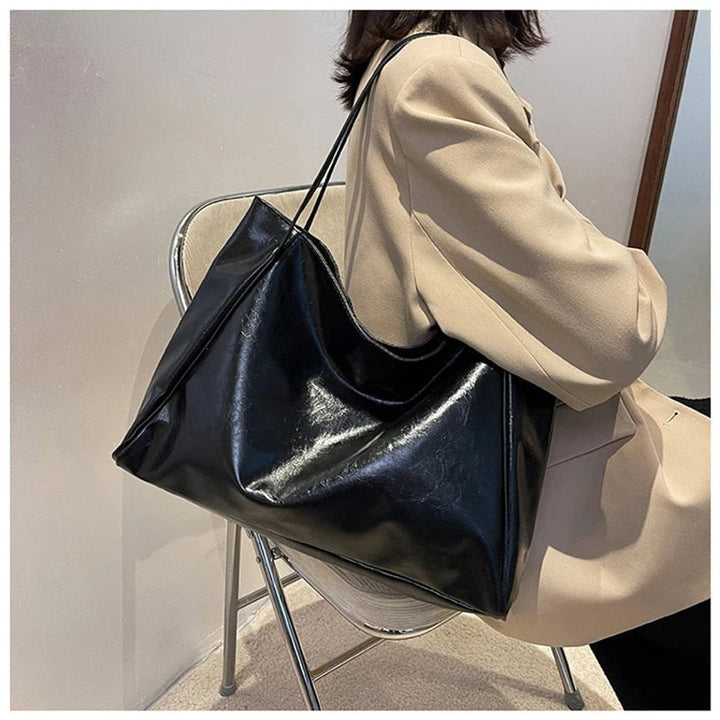 Retro PU-Leren Tote Bag Dames Ruime Schoudertas